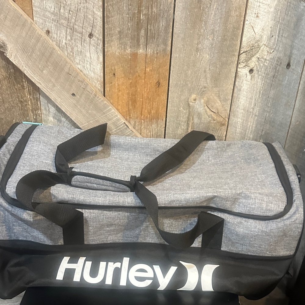 Hurley Gray & Black Travel Duffel with White Logo